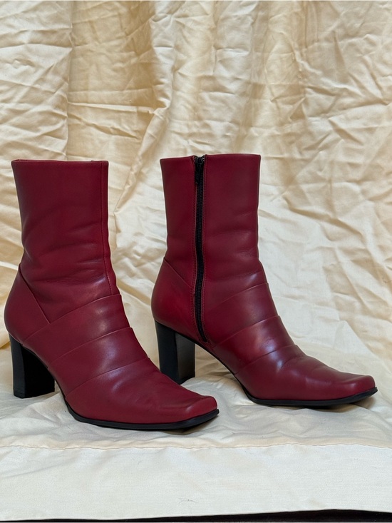 Liz Claiborne Shoes - Liz Claiborne Women's Red Leather Mid-Calf  Boots. Reheeled & reconditioned!